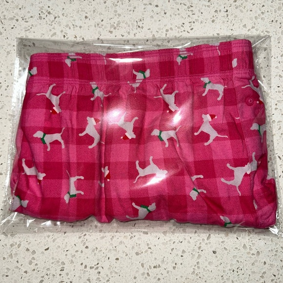 Vs Victorias Secret Pink Flannel Sleep Boxy Short Shortie Pink Dog Plaid XXL - Picture 4 of 4